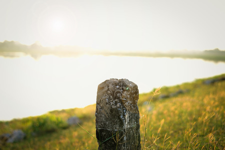 beautiful morning sunlight with  river backgroundの写真素材