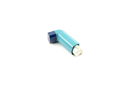 Asthma inhaler isolated on a white backgroundの写真素材
