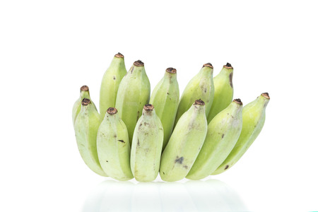 Thai cultivated banana, Thai bananas isolated on white backgroundの写真素材
