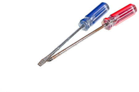 Old screwdriver isolated on white backgroundの写真素材