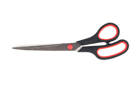 Black Scissors isolated on a white backgroundの写真素材