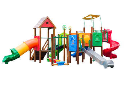 Colorful playground for kids isolated on white backgroundの写真素材