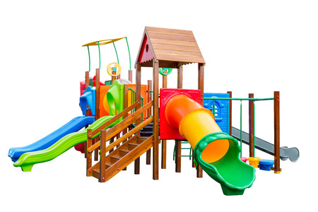 Colorful playground for kids isolated on white backgroundの写真素材