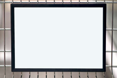 Advertising sign in a shopping cart. Close-up with copy space.の写真素材