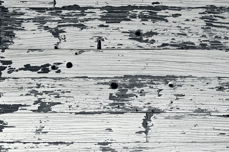 Top view of white scratched shabby wooden boards. Textured background.の写真素材