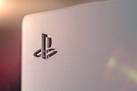 Neu-Ulm, Bavaria, Germany - June, 14, 2023: Close-up of PlayStation 5 video game console.