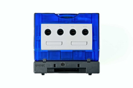Neu-Ulm, Germany - September, 19, 2023: Nintendo Gamecube console with additional Gameboy Player....