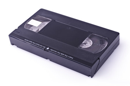 Video cassette tape isolated on white background.の写真素材