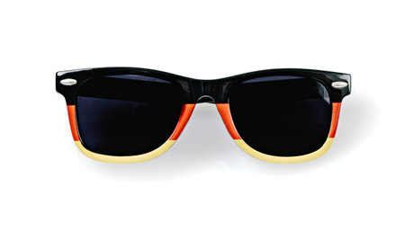 Sunglasses with the colors of the flag of Germany. isolated on white background.の写真素材