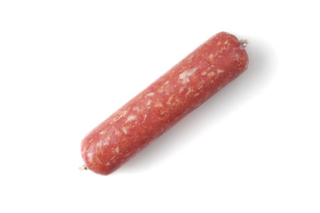 Fresh German Pork sausage "Mettwurst" isolated on white background.の写真素材
