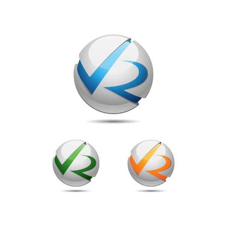 Modern V2 logo with 3d sphereのイラスト素材