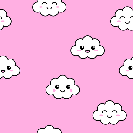 Seamless Pattern Cute Cloudのイラスト素材