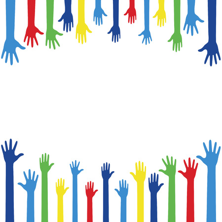 Colorful Raise Up Hands Backgroundのイラスト素材
