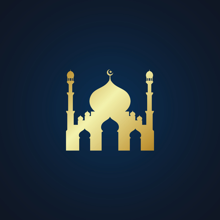 Modern Mosque Moslem Icon Vector Gold Dark Background For All business company greeting with luxury high end lookのイラスト素材