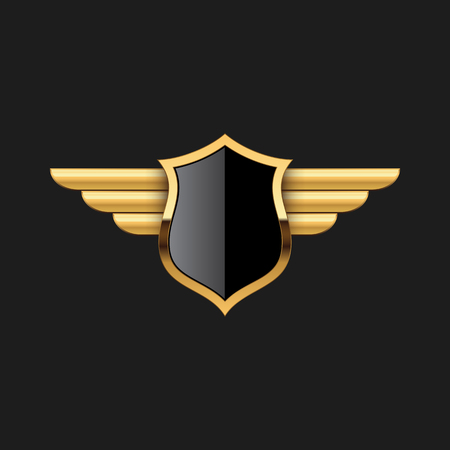 Blank Badge Shield Crest Label Armor Luxury Gold Design Element Template for logo background Card Invitations Decoration Elementのイラスト素材