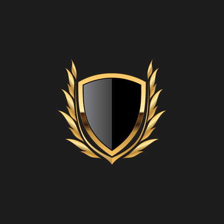 Blank Badge Shield Crest Label Armor Luxury Gold Design Element Template for logo background Card Invitations Decoration Elementのイラスト素材