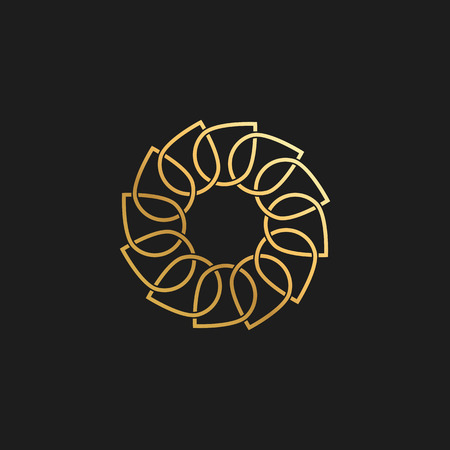 Abstract Leaf Ornament Luxury Gold Circle Design Element for Logo background Card Invitations Decorationのイラスト素材