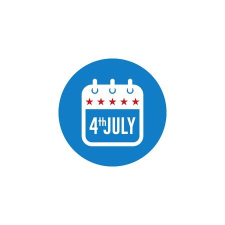 Modern Fourth Of July United States Independence Day Celebration Flag Calendar Icon Blue and Red Grey Color For Personal and all Business Company with High end Lookのイラスト素材