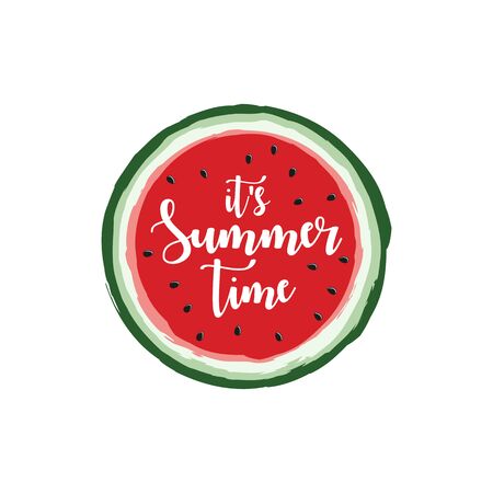 Unique Modern Watermelon Summer Time Design Background Banner Template with Text It's Summer Time for Used Personally and All Business Companyのイラスト素材
