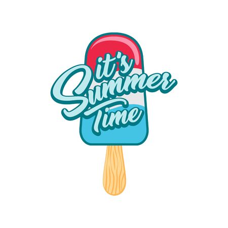 Unique Modern Popsicle Summer Time Design Background Banner Template with Text It's Summer Time for Used Personally and All Business Companyのイラスト素材