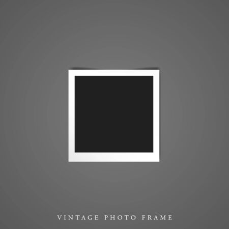 One Single Blank vintage photo white frame black inside with shadow mock-up vector illustration templateのイラスト素材