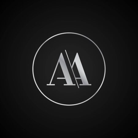 AA initial letter elegant Logo template vector creative business black and silver color basedのイラスト素材