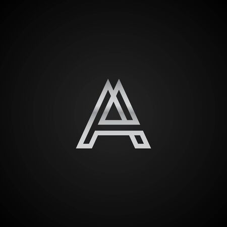 AA initial letter elegant Logo template vector creative business black and silver color basedのイラスト素材