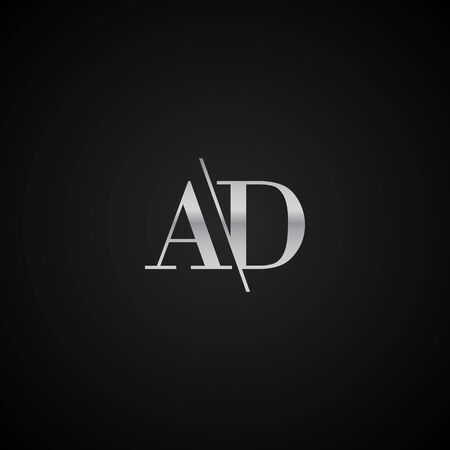 AD initial letter elegant Logo template vector creative business black and silver color basedのイラスト素材