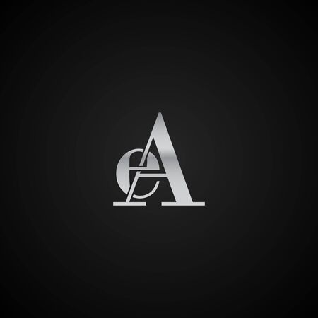 AE initial letter elegant Logo template vector creative business wedding invitation black and silver color basedのイラスト素材