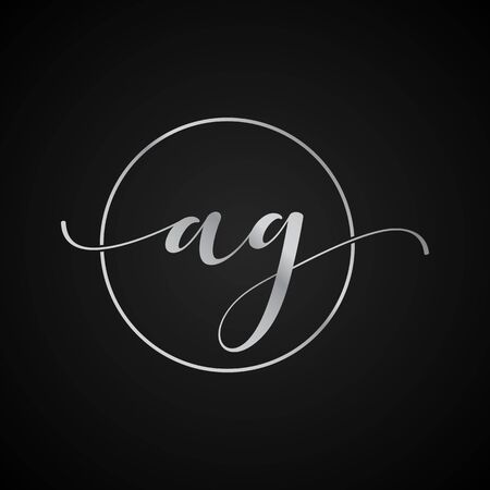 AG initial letter elegant Logo template vector creative business wedding invitation black and silver color basedのイラスト素材