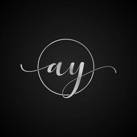 AY initial letter elegant Logo template vector creative business wedding invitation black and silver color basedのイラスト素材