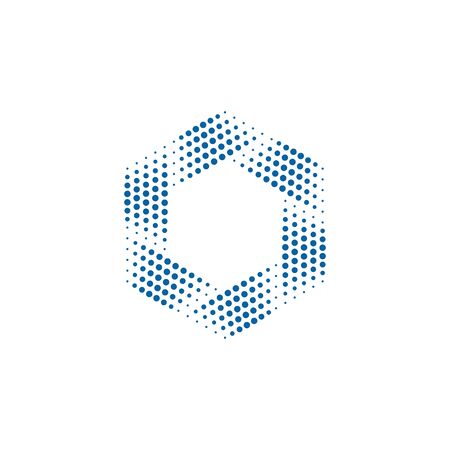 Abstract Halftone Dots Hexagon logo for Photography technology business health company design element with modern high end lookのイラスト素材