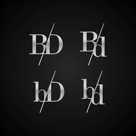 BD initial letter elegant symbol template vector for creative label packaging brand wedding invitations business black and silver color basedのイラスト素材