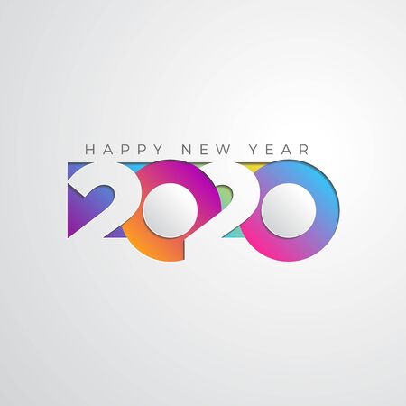 Modern Happy New Year 2020 Greeting Cards for Company or Personal Usage with Colorful colorのイラスト素材