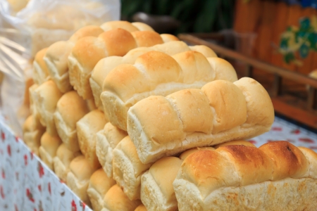 Long Loaf Of Bran Bread on a tableの写真素材