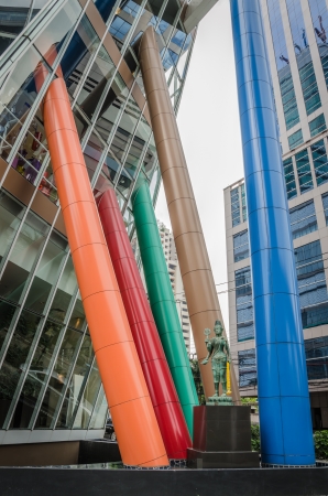 Colorful of concrete Columns around angel statueのeditorial素材