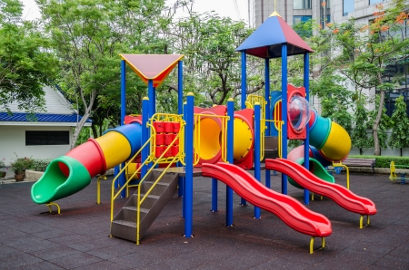 Colorful children's playground at public park ,Bangkokの写真素材