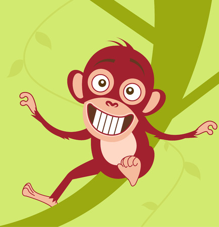 Cute baby monkey sitting on a tree  のイラスト素材