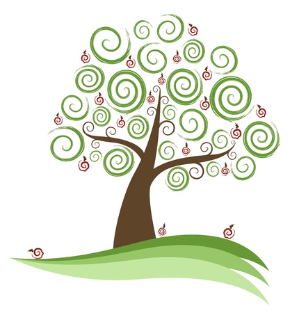 Abstract Swirly Apple Treeのイラスト素材