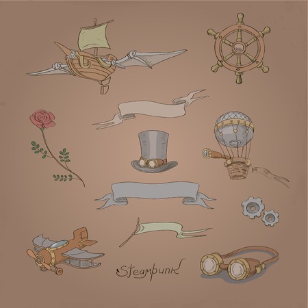 Vintage Steampunk vector design setのイラスト素材