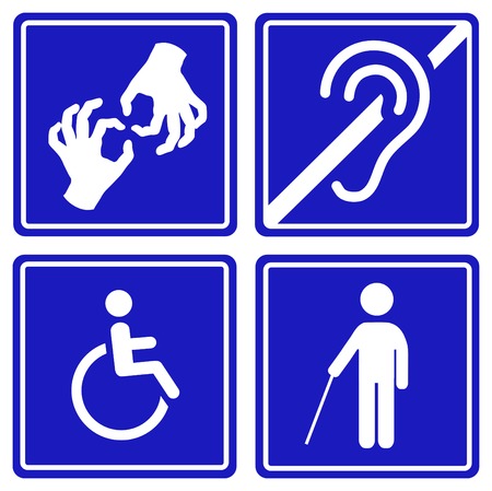 Disabled signs  deaf, blind, mute and wheelchair  icons  Vector のイラスト素材
