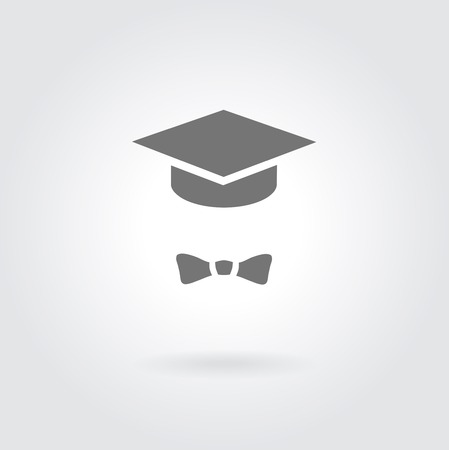 icon of mortarboard or graduation cap and diploma conceptual of education, knowledge, expertise and completion of studies with bachelors or doctoral degreeのイラスト素材