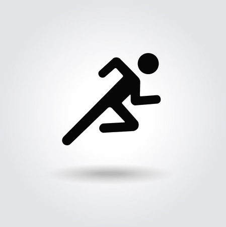 Running man icon white black silhouette illustrationのイラスト素材