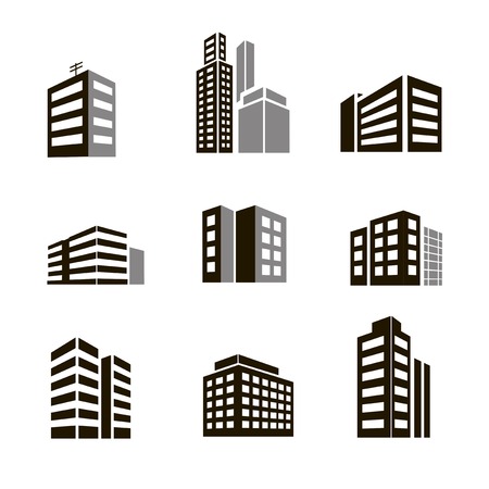 Buildings icons  illustrctration on white backgroundの写真素材