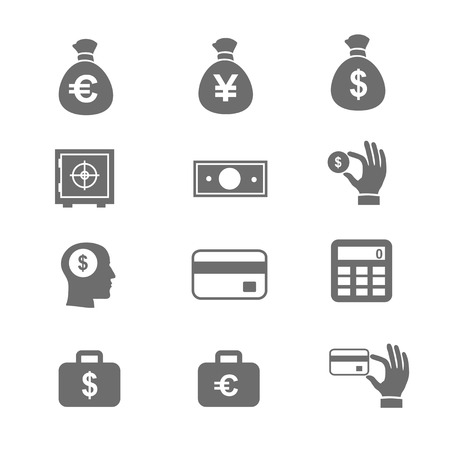 Money and coin icon set   illustration on whiteの写真素材