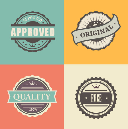 commercial stamps set in vintage style for business and design approved free originalのイラスト素材