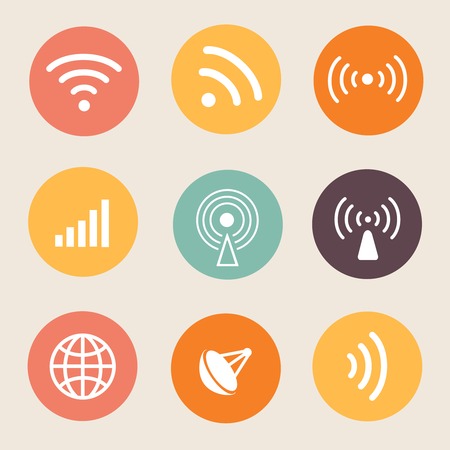 Wireless icon illustration on circle. Radio technologyのイラスト素材
