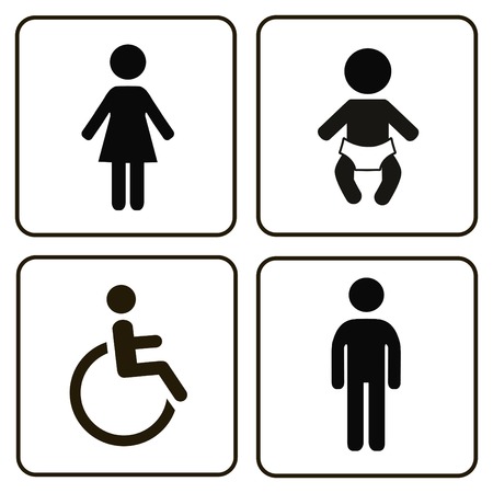 restroom icons  lady, man, child and disabilityの写真素材