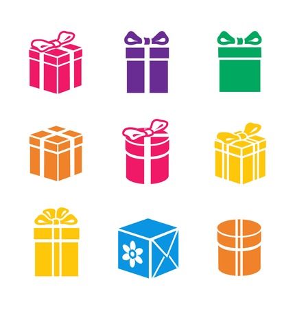 set of colorful gift box symbolsの写真素材