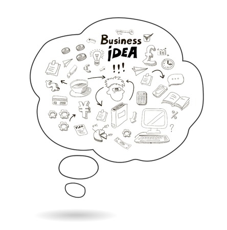 Doodle speech bubble icon with business  idea infographics isolated vector illustrationのイラスト素材